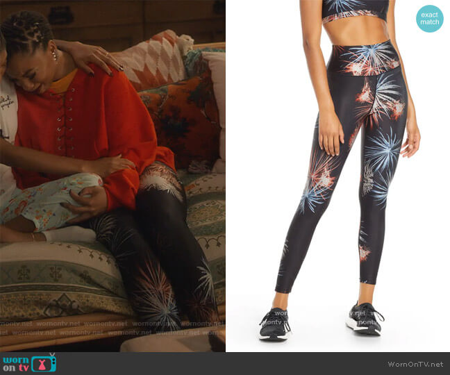 Good American Firework High Waist Ankle Leggings worn by Jazlyn Forster (Chloe Bailey) on Grown-ish