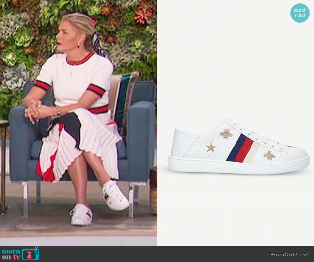 Gucci Ace sneaker with bees and stars worn by Amanda Kloots on The Talk