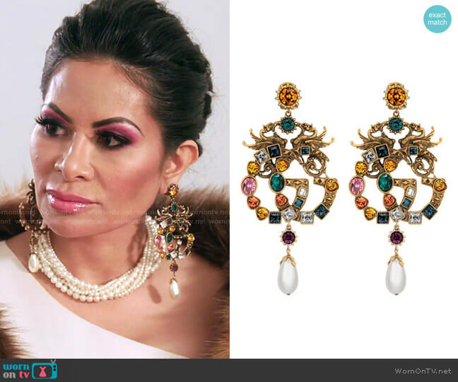 Gucci Crystal Double G earrings worn by Jen Shah on The Real Housewives of Salt Lake City