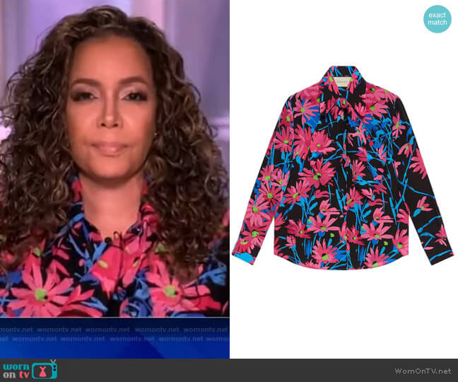 Gucci Floral Print Silk Shirt worn by Sunny Hostin on The View