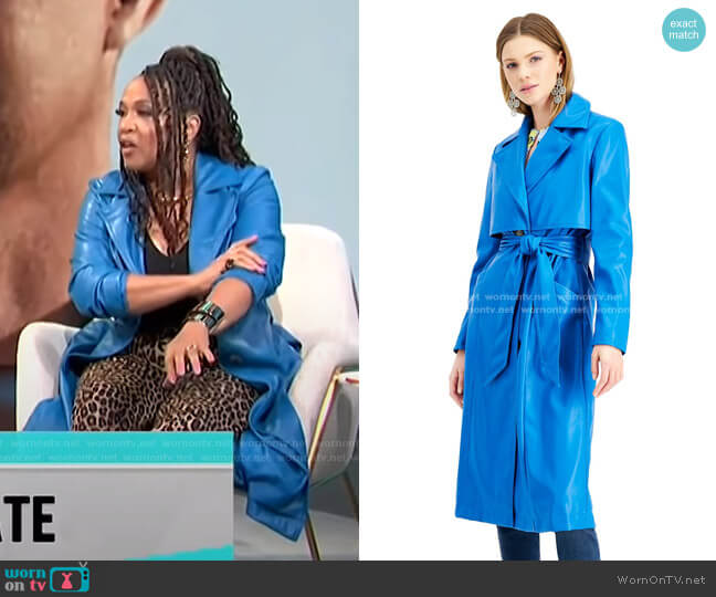 INC International Concepts Faux-Leather Trench Coat worn by Kym Whitley on E! News