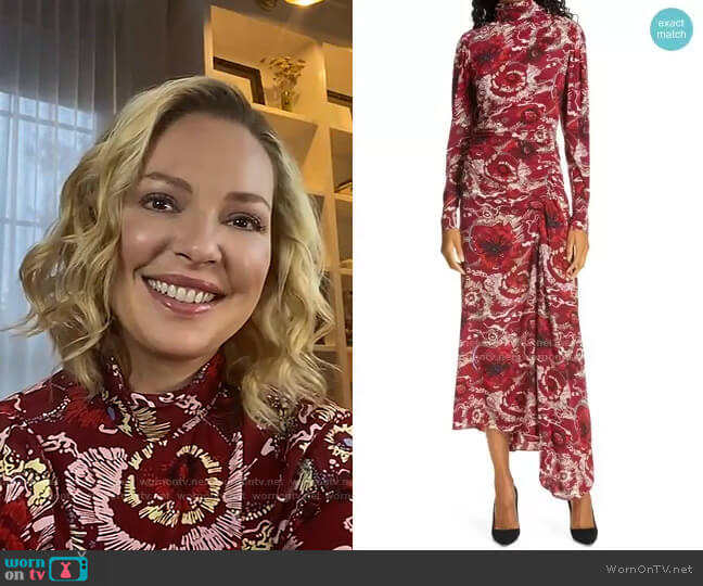 A.L.C. Isabella Floral Asymmetrical Maxi Dress worn by Kelly Ripa on Live with Kelly and Mark