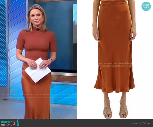 Jonathan Simkhai Standard Karter Bias Slip Skirt worn by Amy Robach on Good Morning America