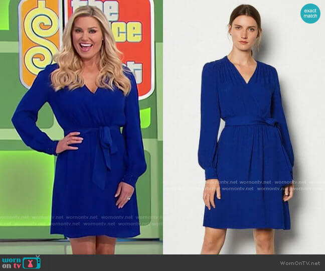 Karen Millen Long Sleeve Short Wrap Dress worn by Rachel Reynolds on The Price is Right