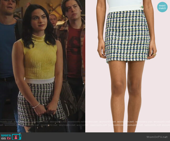 Kate Spade Pop Tweed Skirt worn by Veronica Lodge (Camila Mendes) on Riverdale