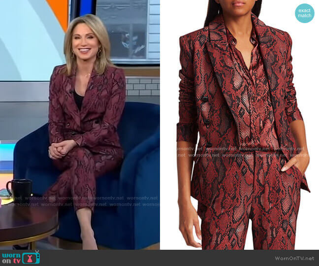 L'Agence Kenzie Snake Print Blazer worn by Amy Robach on Good Morning America