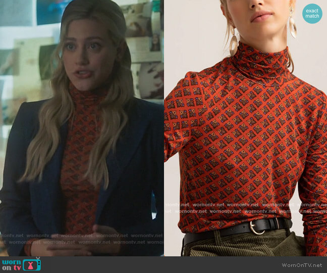 Le Redoute Printed Turtleneck Sweater worn by Betty Cooper (Lili Reinhart) on Riverdale