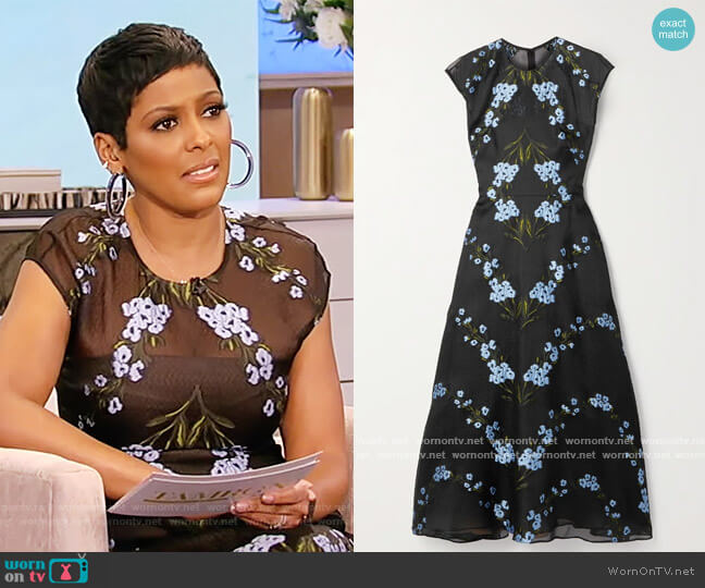 Lela Rose Wildflower fil coupe silk-blend organza midi dress worn by Tamron Hall on Tamron Hall Show