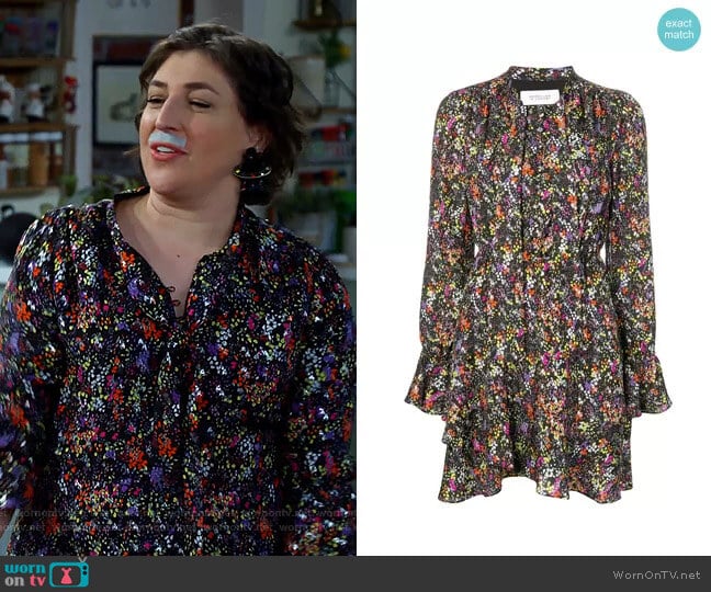 Derek Lam 10 Crosby Long-sleeved floral dress worn by Kat Silver (Mayim Bialik) on Call Me Kat