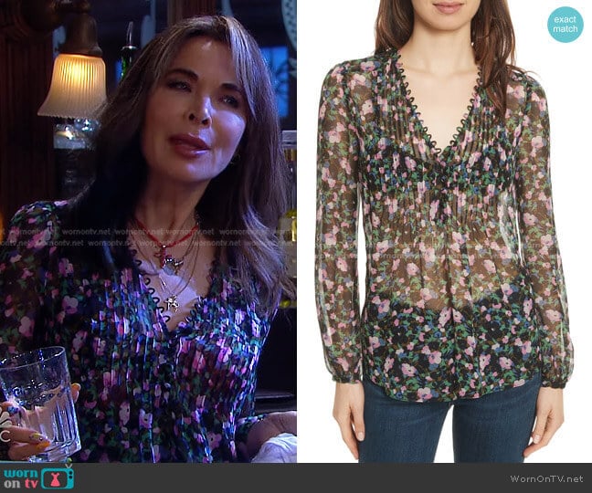 Veronica Beard Lowell Blouse worn by Kate Roberts (Lauren Koslow) on Days of our Lives