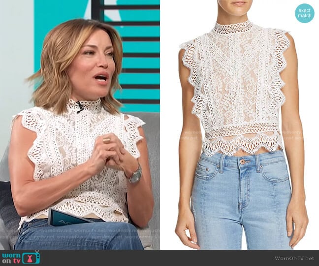 Lucy Paris Abigail Lace Cropped Top worn by Kit Hoover on Access Hollywood
