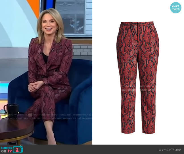 L'Agence Ludivine Snake Print Crop Trousers worn by Amy Robach on Good Morning America