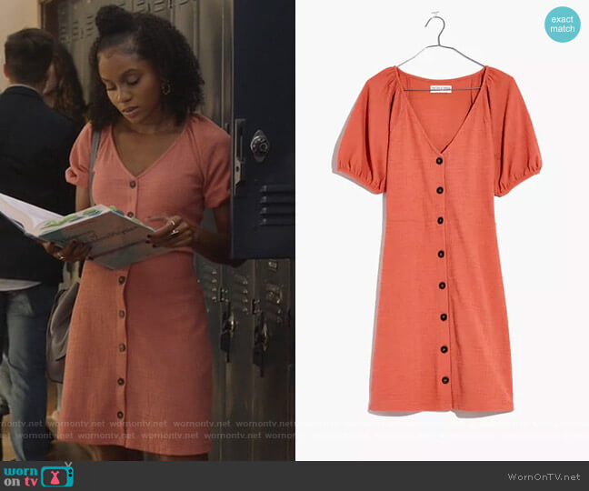 Madewell Texture & Thread Puff-Sleeve Dress