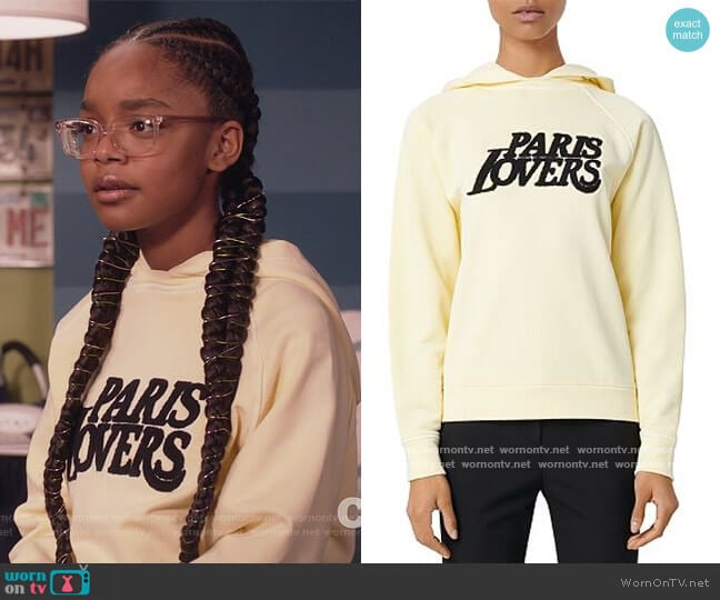 Maje Talinou Embroidered Sweatshirt worn by Diane Johnson (Marsai Martin) on Black-ish