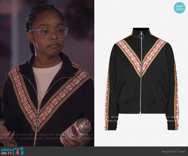 Maje Trevise Zip-Up Sweatshirt worn by Diane Johnson (Marsai Martin) on Black-ish