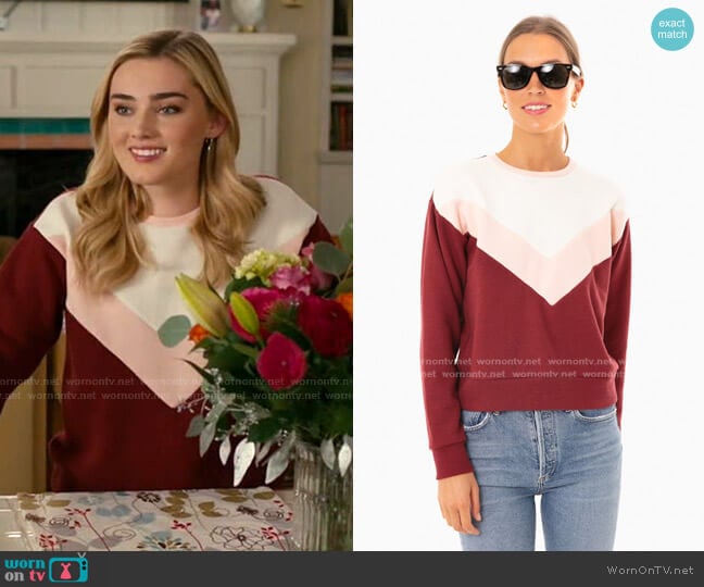 Marine Layer Sandy Shrunken Sweatshirt worn by Taylor Otto (Meg Donnelly) on American Housewife