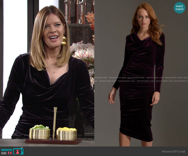Me & Thee Easy Pickings Charcoal Velvet Dress worn by Phyllis Summers (Michelle Stafford) on The Young and the Restless
