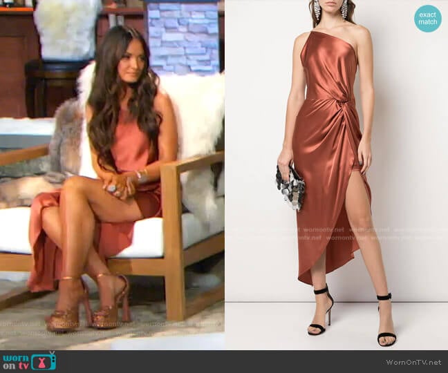 Michelle Mason Twist-Knot Midi Dress worn by Lisa Barlow on The Real Housewives of Salt Lake City