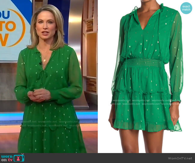 NSR Ruffle Trim Smocked Dress worn by Amy Robach on Good Morning America