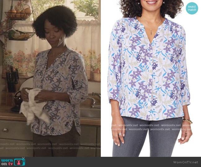 NYDJ Pleat Back Crepe Blouse worn by Grace James (Karimah Westbrook) on All American