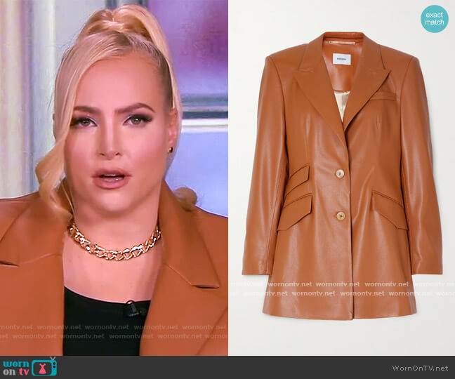 Nanushka Cancun vegan leather blazer worn by Meghan McCain on The View