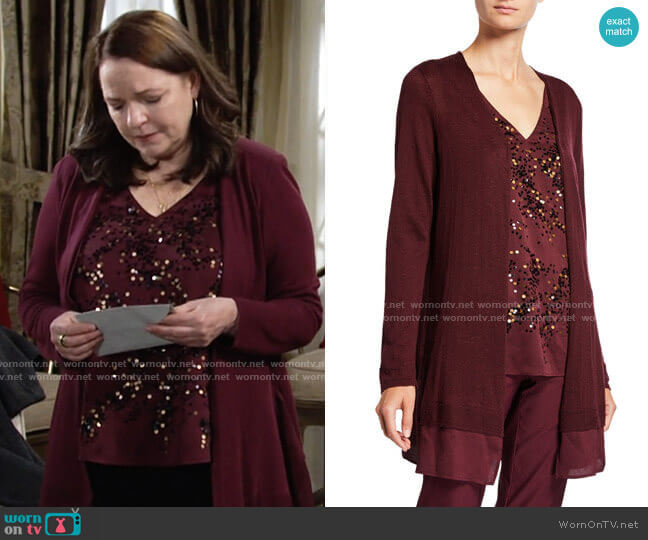 Nic + Zoe Contessa Long Cardigan with Sheer Trim