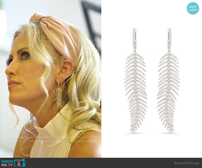 Nicole Rose Feather Diamond Earrings worn by Stephanie Hollman on The Real Housewives of Dallas