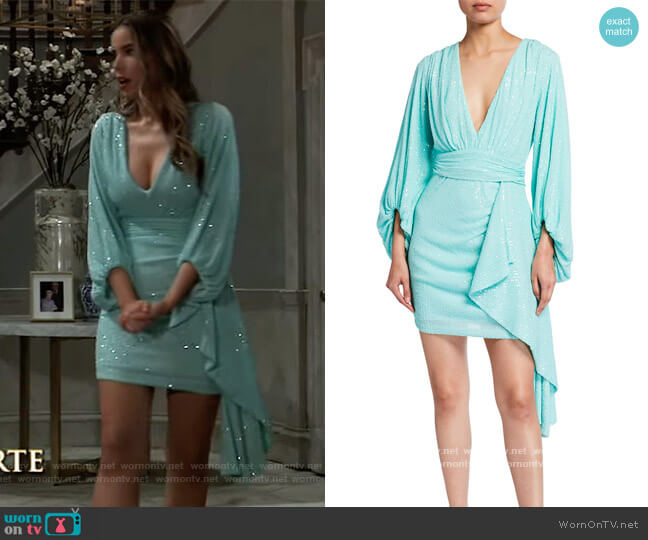 One33 Social Soft Sequined Balloon-Sleeve Mini Dress worn by Sasha Gilmore (Sofia Mattsson) on General Hospital