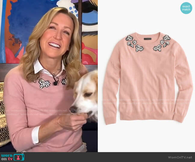 J.Crew Opal-embellished Sweater worn by Lara Spencer on Good Morning America