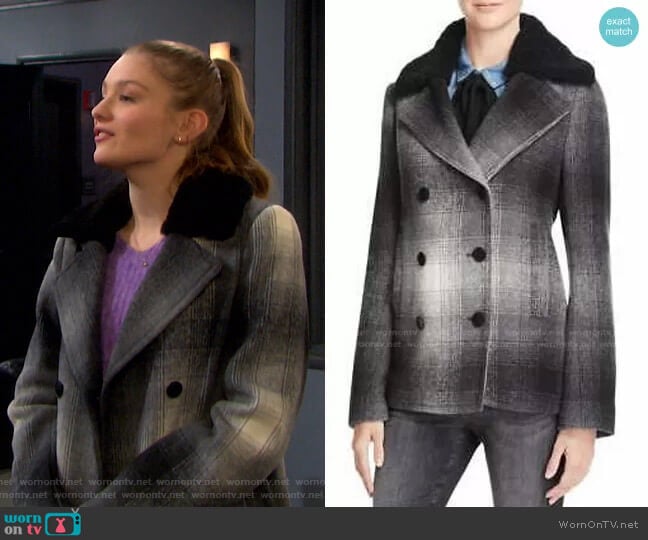 T By Alexander Wang Plaid Coat worn by Alice Caroline Horton (Lindsay Arnold) on Days of our Lives