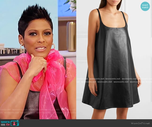 Prada Reversible leather mini dress worn by Tamron Hall on Tamron Hall Show