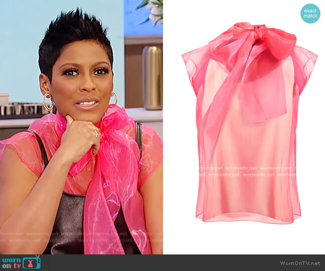 Prada Tie-neck organza top worn by Tamron Hall on Tamron Hall Show