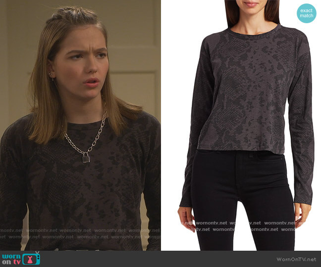 Rag and Bone Snakeskin Print Cropped T-Shirt worn by Presley (Jayden Bartels) on Side Hustle