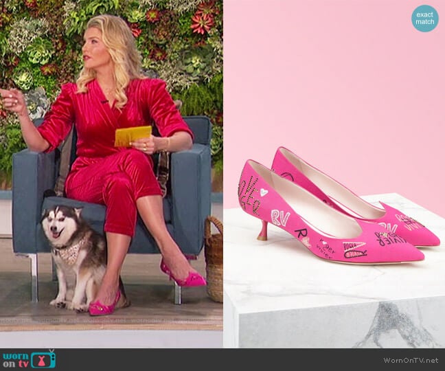 Roger Vivier I Love Vivier Funny Love Pumps in Fabric worn by Amanda Kloots on The Talk