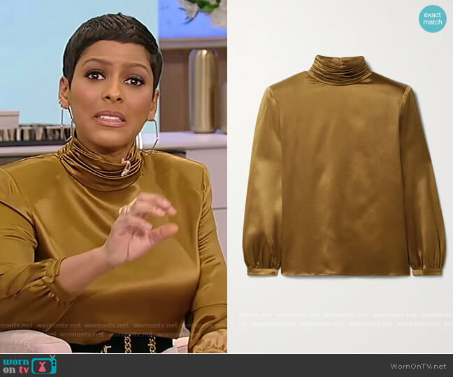 Saint Laurent Silk-satin blouse worn by Tamron Hall on Tamron Hall Show