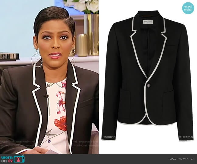 Saint Laurent Contrast-trim Single-breasted Blazer worn by Tamron Hall on Tamron Hall Show