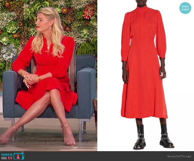 Sandro Rayani Jacquard Tie Collar Dress worn by Amanda Kloots on The Talk