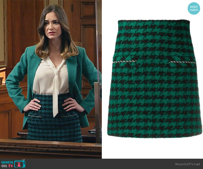 Sandro Houndstooth Mini Skirt worn by Samantha Powell (Audrey Corsa) on All Rise