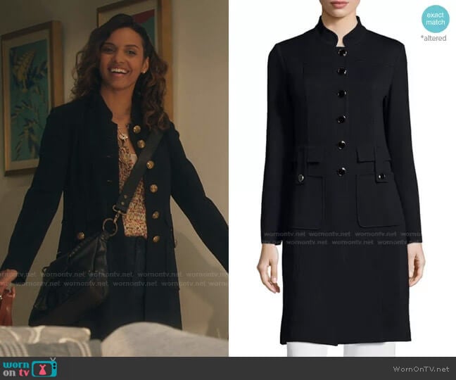 St. John Collection Santana Button-Front Long Military Jacket