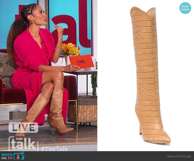 Schutz Maryana Croc-Embossed Leather Knee High Boot worn by Elaine Welteroth on The Talk