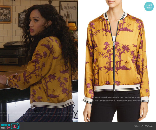 Scotch & Soda Reversible Printed Bomber Jacket worn by Olivia Baker (Samantha Logan) on All American