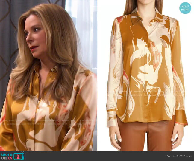 Lafayette 148 New York Scottie Silk Blouse worn by Jennifer Horton (Cady McClain) on Days of our Lives
