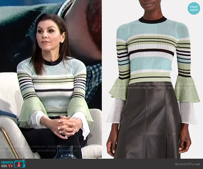 Self Portrait Striped Rib Knit Crop Top