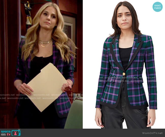 Smythe Taped Peaked Lapel Blazer in Cooper Tartan