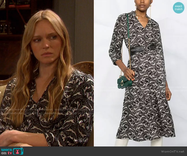Ba&Sh Song Paisley Print Midi Dress worn by Abigail Deveraux (Marci Miller) on Days of our Lives