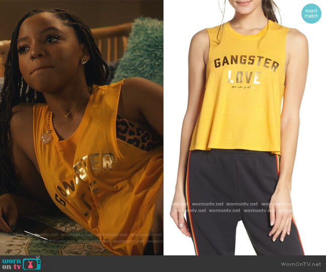 Spiritual Gangster G Love Crop Tank worn by Jazlyn Forster (Chloe Bailey) on Grown-ish