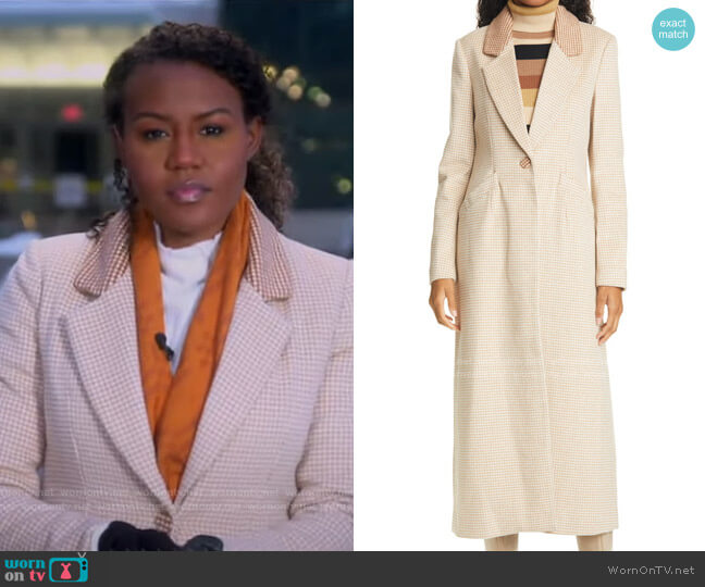 Staud Ganji Gingham Check Coat worn by Janai Norman on Good Morning America