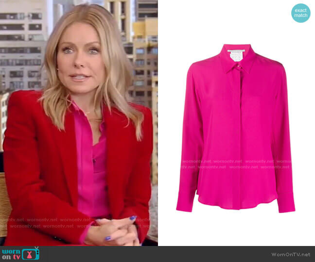 Stella McCartney Willow Silk Crepe de Chine Shirt worn by Kelly Ripa on Live with Kelly and Mark