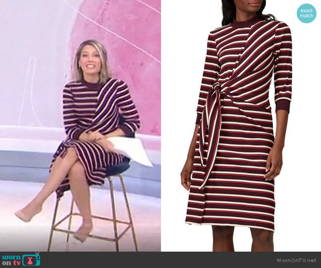 Kinly Striped Long Sleeve Tie Knot Dress worn by Dylan Dreyer on Today
