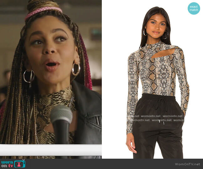 Superdown Polina Cutout Top worn by Toni Topaz (Vanessa Morgan) on Riverdale